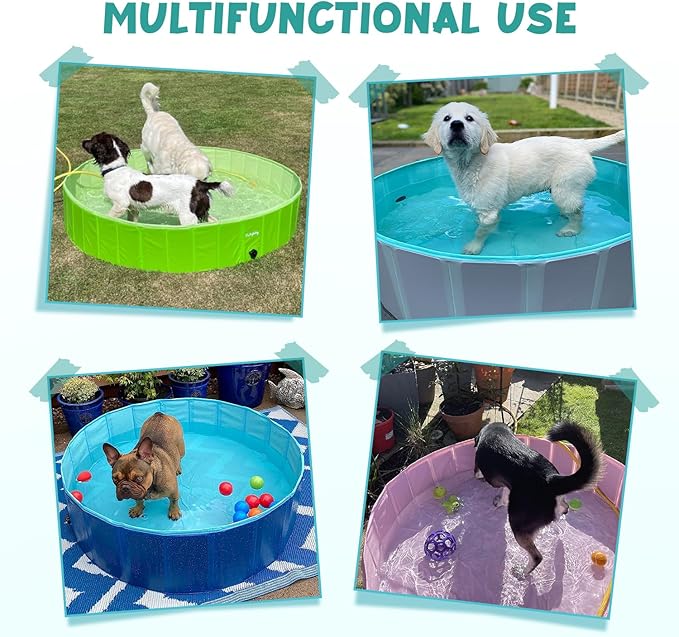 Furrybaby Dog Pool, Kiddie Pool with Hard Plate Collapsible Pet Bath Foldable Swimming Pet Pool Portable Grey 39''