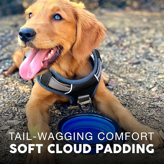 Embark Adventure Dog Harness, Reflective Trim No Pull Dog Harness for Large Dogs - Military Grade Nylon, Front Clip with Gel Lined Handle. Soft & Padded Puppy for Any Breed