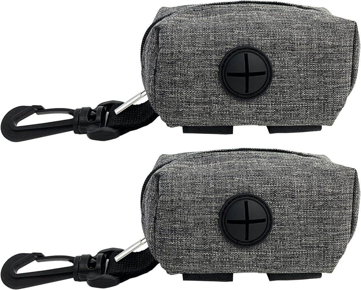 (2 Pack) Dog Poop Bag Holder for Leash,Doggie Waste Bag Dispenser Small Doggy Poop Bag Zipper Pouch with Carabiner Clip, Leash Attachment Holder for Pet Puppy Poop Bags