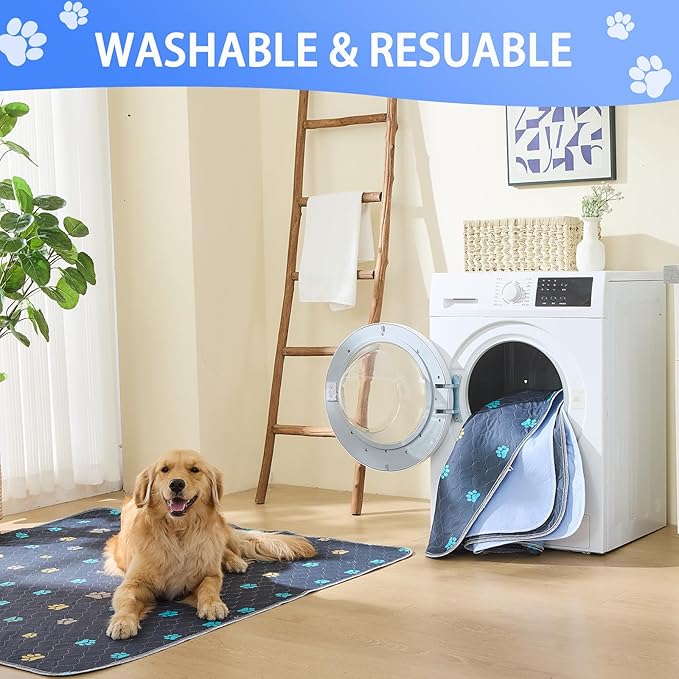 Aitmexcn Washable Puppy Dog Pee Pad, 4PCS 100% Waterproof Whelping Training Mat for Puppy/Senior Dog, Fast Drying Reusable Puppy Pads for Indoor, Outdoor and Car Travel- 32x36''