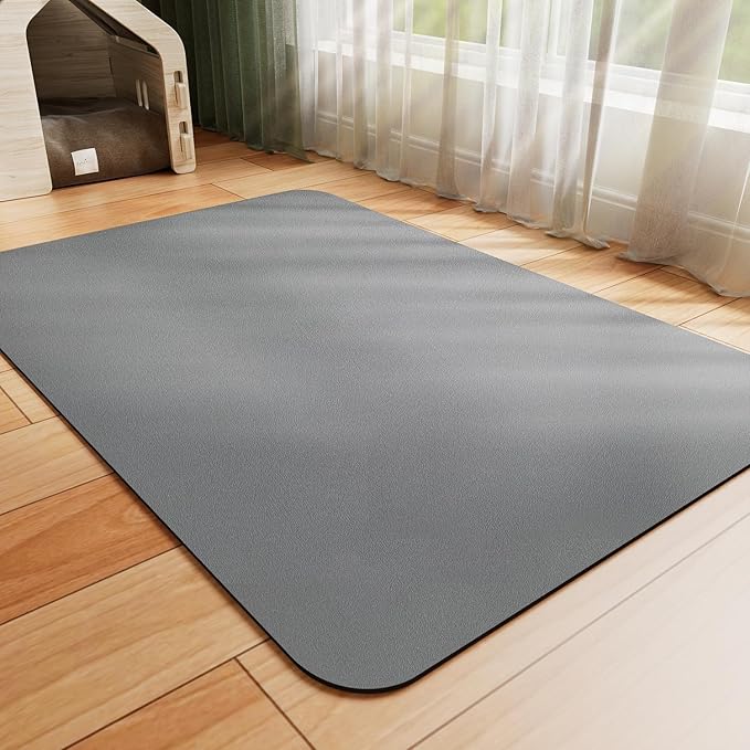 Dog Food Mat - Absorbent Cat Mat for Food and Water, No Stains Pet Feeding Bowl Mat, Easy to Clean Pet Placemats, Quick Dry Dog Water Dispenser Mat for Messy Drinkers | Dark Grey 18"x 28"
