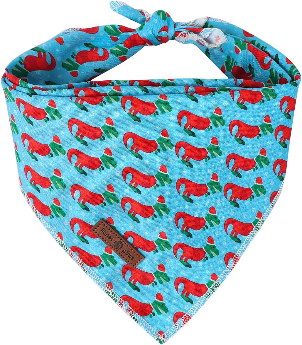 Lionet Paws Christmas Dog Bandana for Small Medium Large Dogs,Dinosaur Cat Dog Kerchief Washable Dog Triangle Bibs Scarf for Girl or Boy Gift