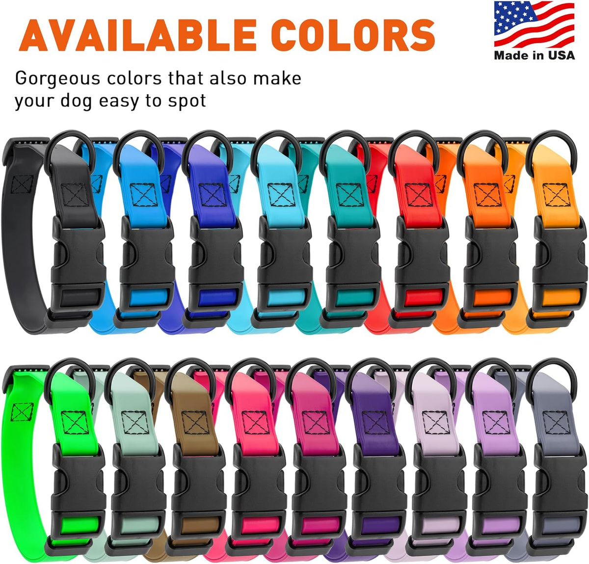 Dogline Biothane Waterproof Dog Collar with Quick Release Buckle Strong Coated Nylon Webbing with Odor- Proof for Easy Care Easy to Clean Fits Small Medium or Large Dogs, Black 1" W 15-23" L