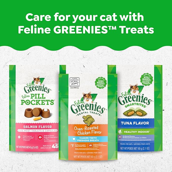 Greenies Feline Adult Dental Cat Treats, Catnip Flavor, 9.75 oz. Tub