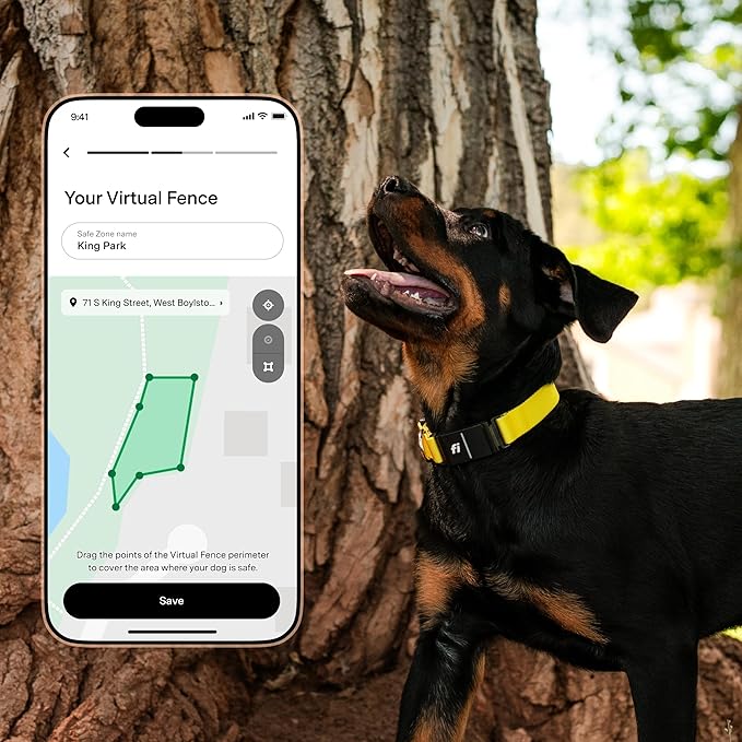 New Fi Series 3+ Smart Dog Tracker Collar – AI GPS for Dogs, Health & Behavior Monitor, Virtual Fence, Escape Alerts, Waterproof, Apple Watch Compatible 12Mo Membership Included
