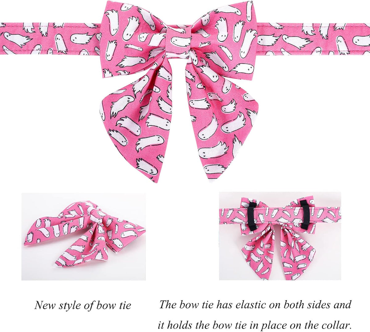 Lionet Paws Dog Collar with Bowtie, Halloween Bowtie for Dogs, Adjustable Comfortable Dog Collar Girl, M, Neck 13.5-22 in