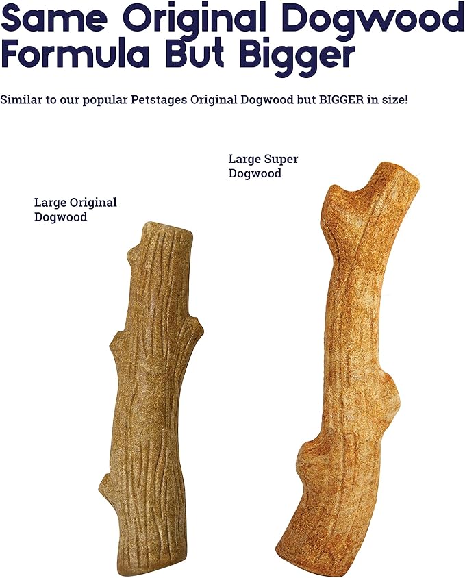 Petstages Outward Hound Super Dogwood Durable Dog Chew Toy, Medium - Long Lasting Chew Stick Made with Real Wood - USA Made, M