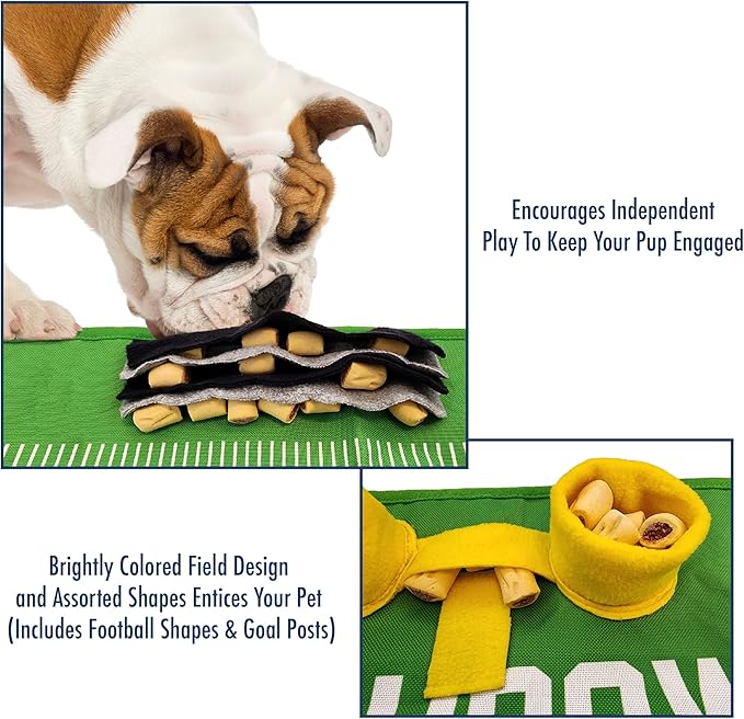 NFL Buffalo Bills Dog Snuffle Mat – Interactive Pet Slow Feeder, Football Field Design Food Puzzle Toy for Dogs & Cats, Foraging Activity Mat for Smarter Feeding