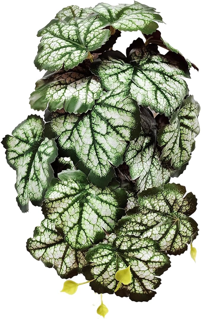 Woyrise Reptile Plants, Terrarium Hanging Plant Vines, Artificial Leaves with Suction Cup, Bearded Dragon Tank Accessories for Gecko Lizard Snake Frog Tortoise Decorations - Green Heuchera