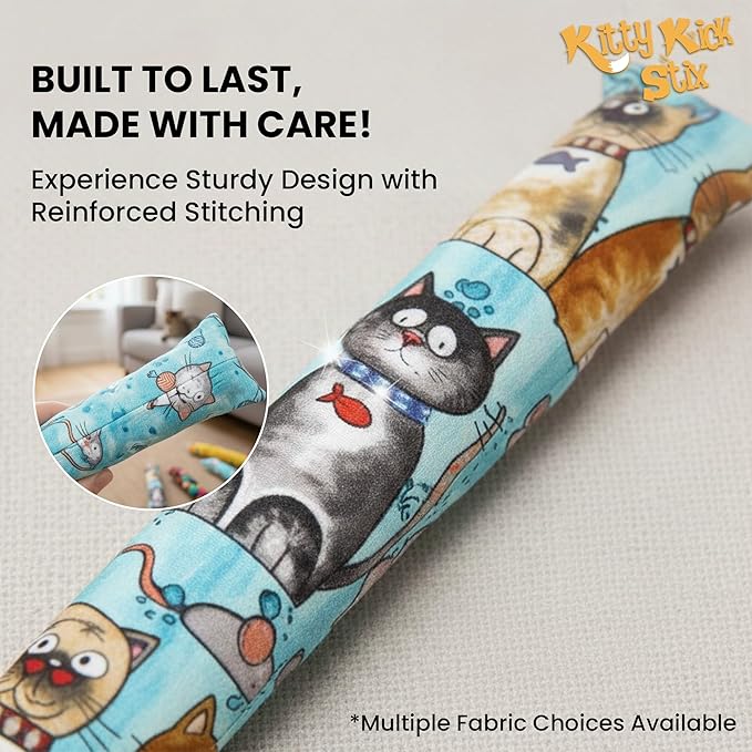 Catnip Kicker Toy Set of 2 (11") - Handmade in USA Durable Kicker Cat Toy - Catnip Kicker for Cats - Interactive Kicker Toys for Cats - Cat Kick Stick - Catnip Toys for Bored Indoor Pet