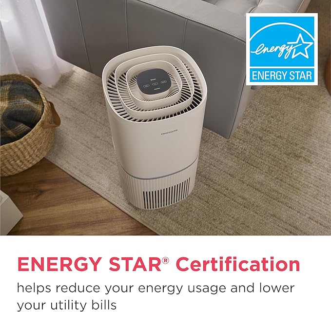 Frigidaire PureA300 XL HEPA Air Purifier with Wi-Fi for Large Rooms, Covers up to 1,685 Sq. Ft., 3-Stage Filtration, Energy Star Certification, Air Quality Monitoring, Smart Mode, Ultra Quiet, White