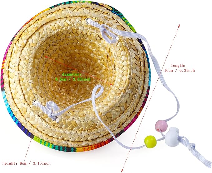 Yewong 3 Pieces Pet Hat Pet Formal Top Hat Mexico Sombrero Hat Cowboy Hat Dog Cat Pet Costume Hat for Halloween Party Photo Props Supplies one Size