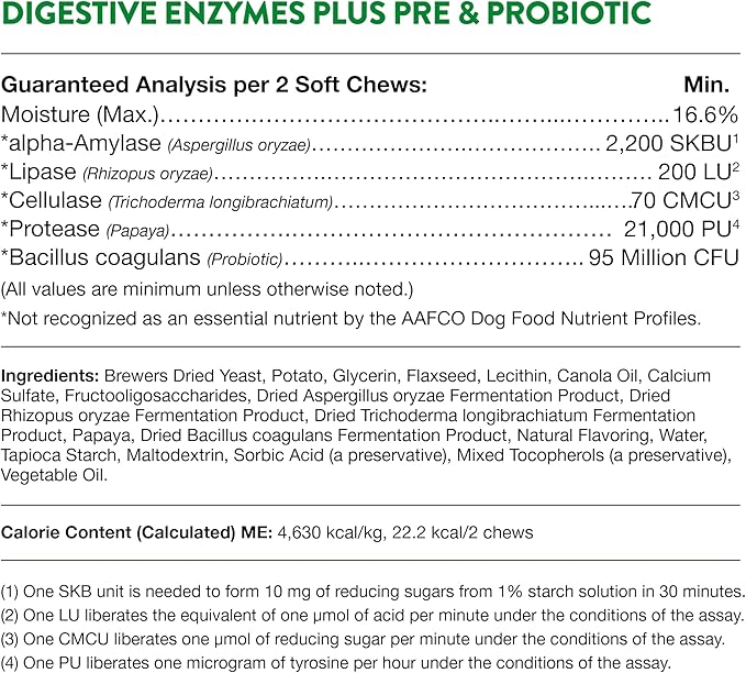 NaturVet – Digestive Enzymes - Plus Probiotics & Prebiotics – Helps Support Diet Change & A Healthy Digestive Tract – for Dogs (Soft Chews, 70 Count)