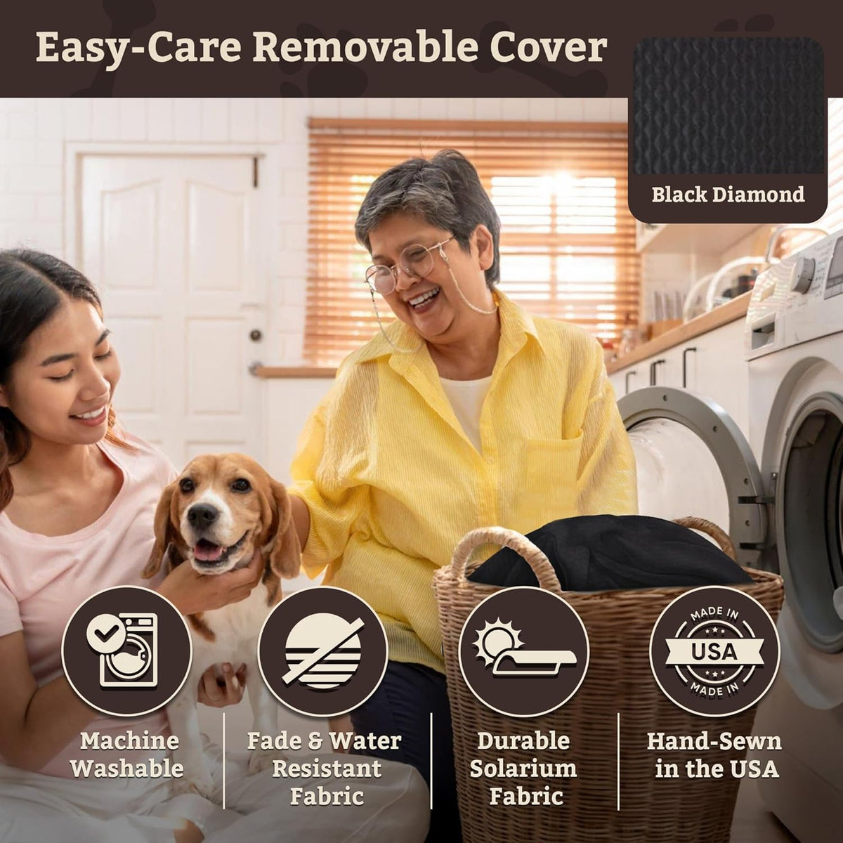 Snoozer Lookout I Car Seat - Dog Car Seats for Small Dogs, Puppy Booster Bed for Small & Medium Sized Pets Up to 25 Lbs, Elevated, Washable - Medium, Black Diamond