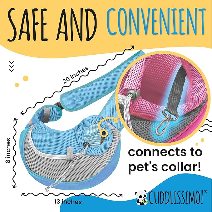 Pet Sling Carrier - Small Dog Puppy Cat Carrying Bag Purse Pouch - For Pooch Doggy Doggie Yorkie Chihuahua Baby Papoose Bjorn - Travel Front Backpack Chest Body Holder Pack To Wear (Blue)