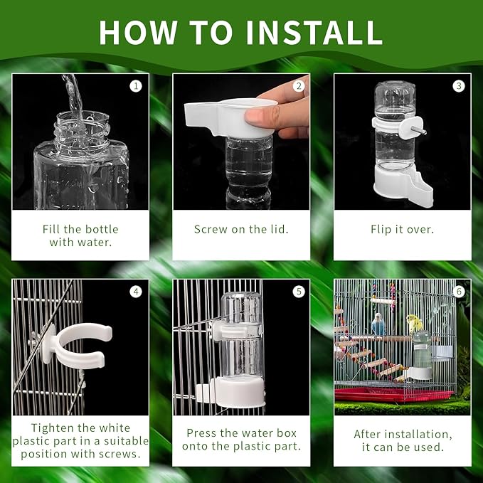 Pet Bird Automatic Water Dispenser,Bird Cage Hanging Drinking Device,Automatic Parrot Water Feeder,Budgies, Birds, Love Birds, Canary Drinking Fountains.