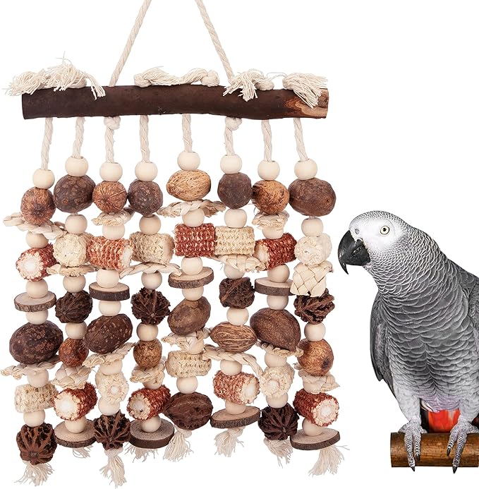 Deloky Extra Large Parrot Toy-Natural Wooden Chewing Tearing Toy for African Grey, Amazon Parrots, Macaws, Medium Breeds