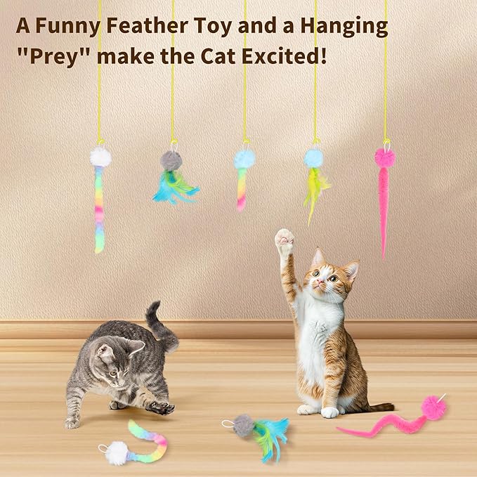 5 Pack Cat Toy Replaceable Feathers for Interactive Cat Toys with Remote Control, Cat Feather Toys Attachments for Indoor Cats Exercise and Play (Not Include Cat Toy, Only Accessories)