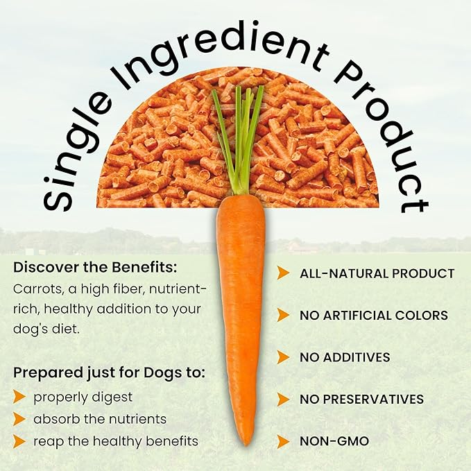 Olewo Original Carrots for Dogs – Fiber for Perfect Poop, Dehydrated Dog Food Toppers for Picky Eaters, Natural Skin & Coat Support, Multivitamin, Probiotics for Digestive & Gut Health, 1 lb