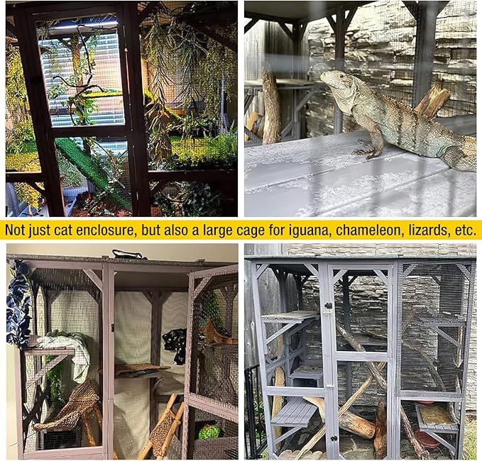 Aivituvin Catio Outdoor Cat Enclosure Large Walk in Cat Kennel Kitten Cage with Platforms and Small Houses