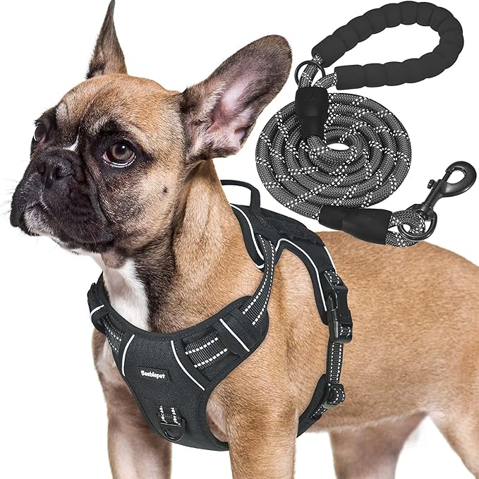 Heavy Duty Tactical Dog Harness for Medium Dogs, No Pull Adjustable Pet Harness Reflective Service Training Easy Control Pet Vest Military K9 Working Dog Harnesses- Medium, Black