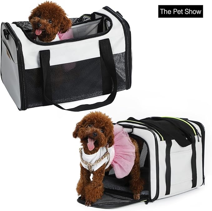 Cat Carrier - Portable Foldable Dog Pet Carrier, Soft-Sided Pet Bag up to 15 Lbs, Airline Approved Travel Puppy Carrier