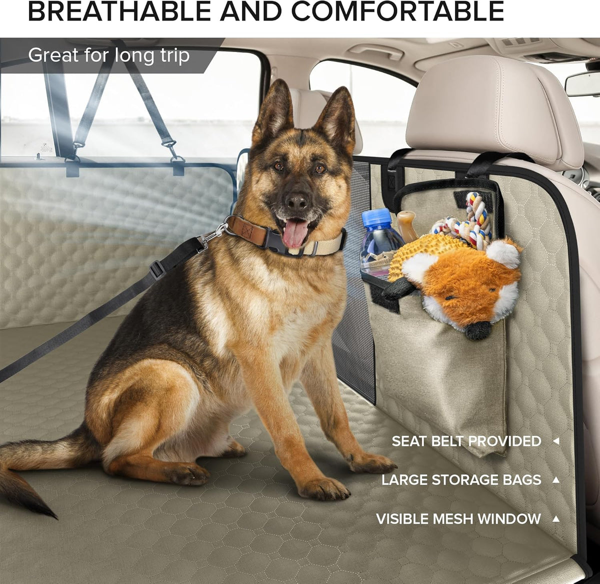 SHARLOVY XL Truck Back Seat Extender for Dogs, Large Hard Bottom Dog Car Seat Cover for Back Seat, Heavy Duty Dog Car Hammock, Waterproof Pet Seat Covers for Trucks, F150, Ram1500 and Large SUV