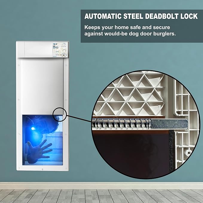 Genuine Power Pet Fully Automatic Pet Door from High Tech Pet Brand. Pet Collar Operated, 4 Way Access, Directional Sensing, Dead Bolt Lock, Air Tight, Quick, Quiet Operation, USA Customer Service