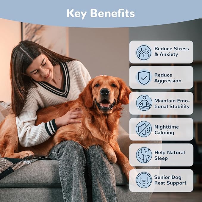Calming Chews with Melatonin Set, Dog Calming Chews to Help Sleep and Reduce Stress, Dog Anxiety Relief Soft Chews for Fireworks, Storms, Thunder, Barking, Separation, Emotional Support