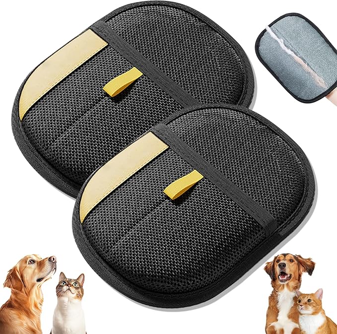 Pet Hair Removal Gloves, Pet Hair Remover Electrostatic Gloves for Cats & Dogs, Washable and Reusable Cat Hair Remover for Cat Beds, Bed Sheets, Sofas, Clothes, Carpets, Curtains (2pcs)