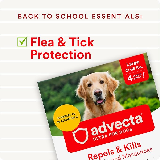 Ultra Flea and Tick Prevention for Dogs - Dog and Puppy Treatment and Control - Mosquito Repellent - Large, Fast Acting Waterproof Topical Drops, 6 Month Supply