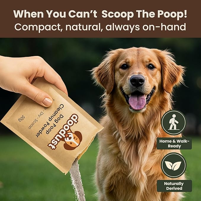 Doodust Dog Poop Clean Up Powder, Poop Hardener & Yard Cleaner, Biodegradable, Pet-Safe, Stops Odor and Makes Pickup Easy