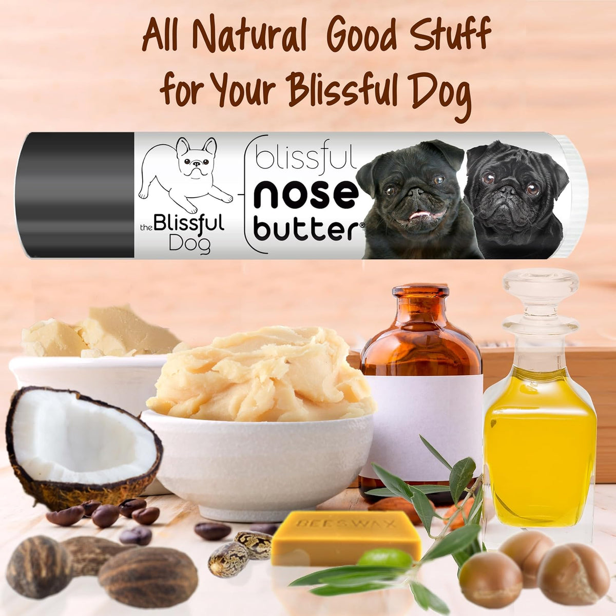 The Blissful Dog Black Pug Unscented Nose Butter, 0.15-Ounce