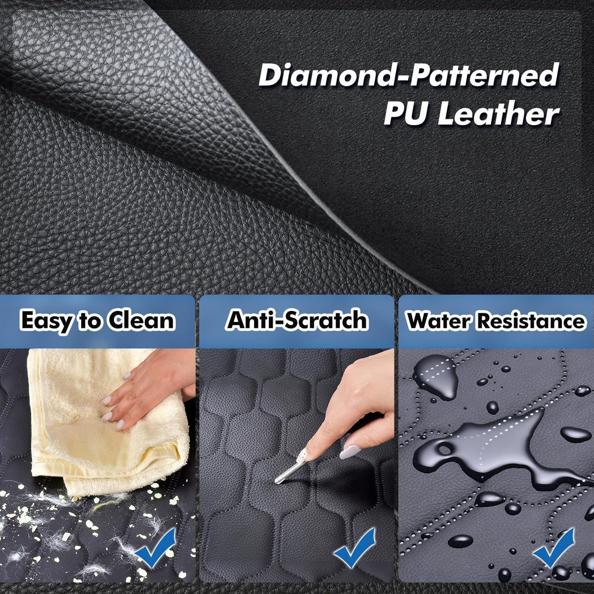 3-in-1 Convertible PU Leather Dog Car Seat Extender & Booster Seat – 400lb Capacity, Waterproof, Hard Bottom, Scratch-Proof Hammock for Cars & SUVs-L