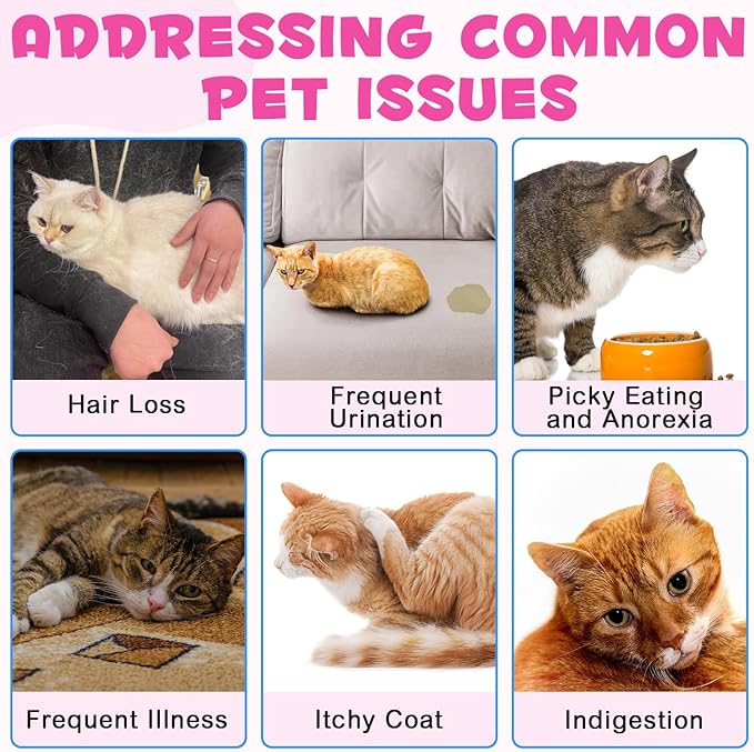 Collagen for Cats, Daily Liquid Collagen Drops for Cats with Allergies, Biotin, Vitamin C and Hyaluronic Acid, Improves Mobility Skin and Coat Health, Itch Relief for Cat, Salmon Flavor, 60ML