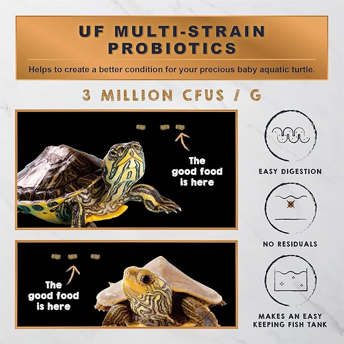 Ultra Fresh Floating Baby Turtle Food, All Natural Ingredients, Wild Sword Prawn, Calcium Vitamin D Enriched for Picky Aquatic Turtles, Baby Turtle Nutri Stick 1.6 oz