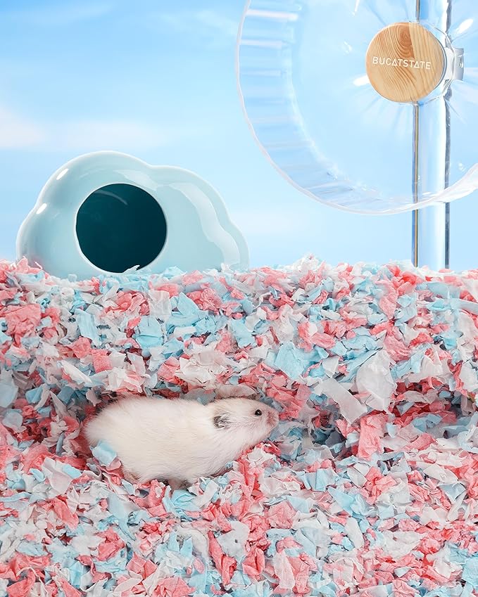 BUCATSTATE Hamster Bedding 70L, 99% Dust-Free Guinea Pig Bedding Odor Control Paper Bedding, Cozy Small Animal Bedding for Rabbit Rat Syrian Dwarf Hamsters Gerbils (White)