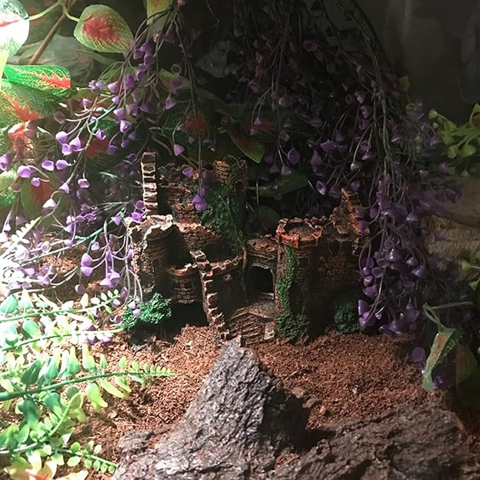 kathson Bearded Dragon Tank Castle Decorations,Reptile Hammock Reptiles Habitat Resin Hideouts Cave Decor Terrarium Accessories for Lizard Snake Chameleon Gecko Hermit Crabs (4 Pcs)