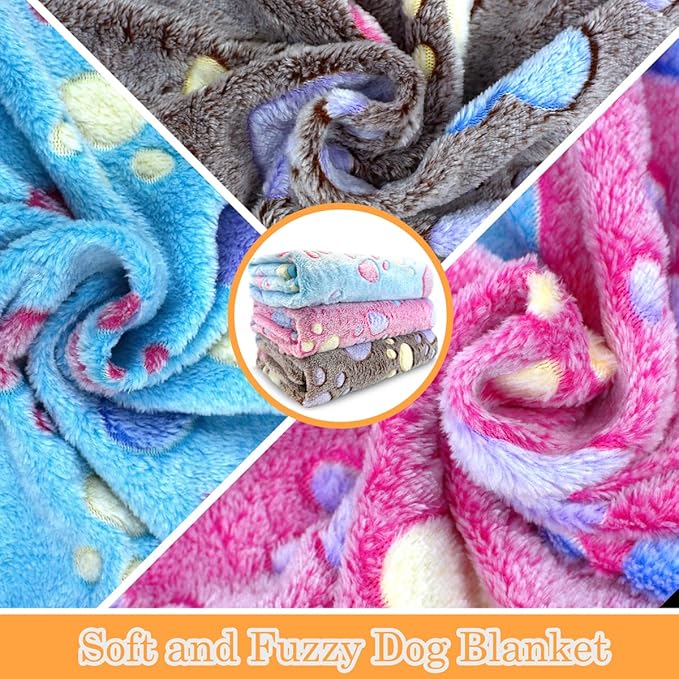 Dog Blankets Washable, 3 Pack Dog Blanket Washable 30" x 20", Fuzzy Soft Pet Mat Throw Cover for Kennel Crate Bed, Blankets for Dogs, Pet Blanket