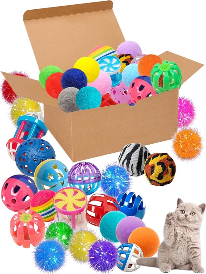 40-Piece Cat Toy Set for Indoor Cats and Kittens (1.5'' - 2.3'', Cat Toys Ultimate Pack)