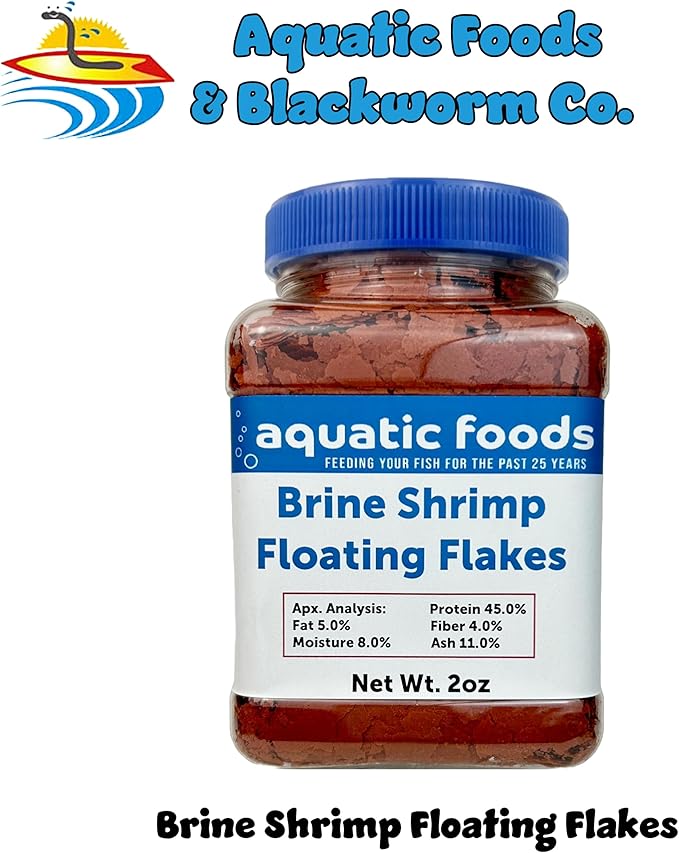 Aquatic Foods Inc. Brine Shrimp Flakes for All Freshwater & Marine Fish, 2oz