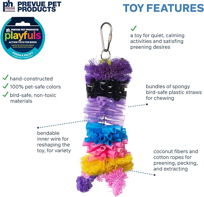 Prevue Pet Products Preen & Pacify Calypso Creations Straw Stacker Bird Toy 62634