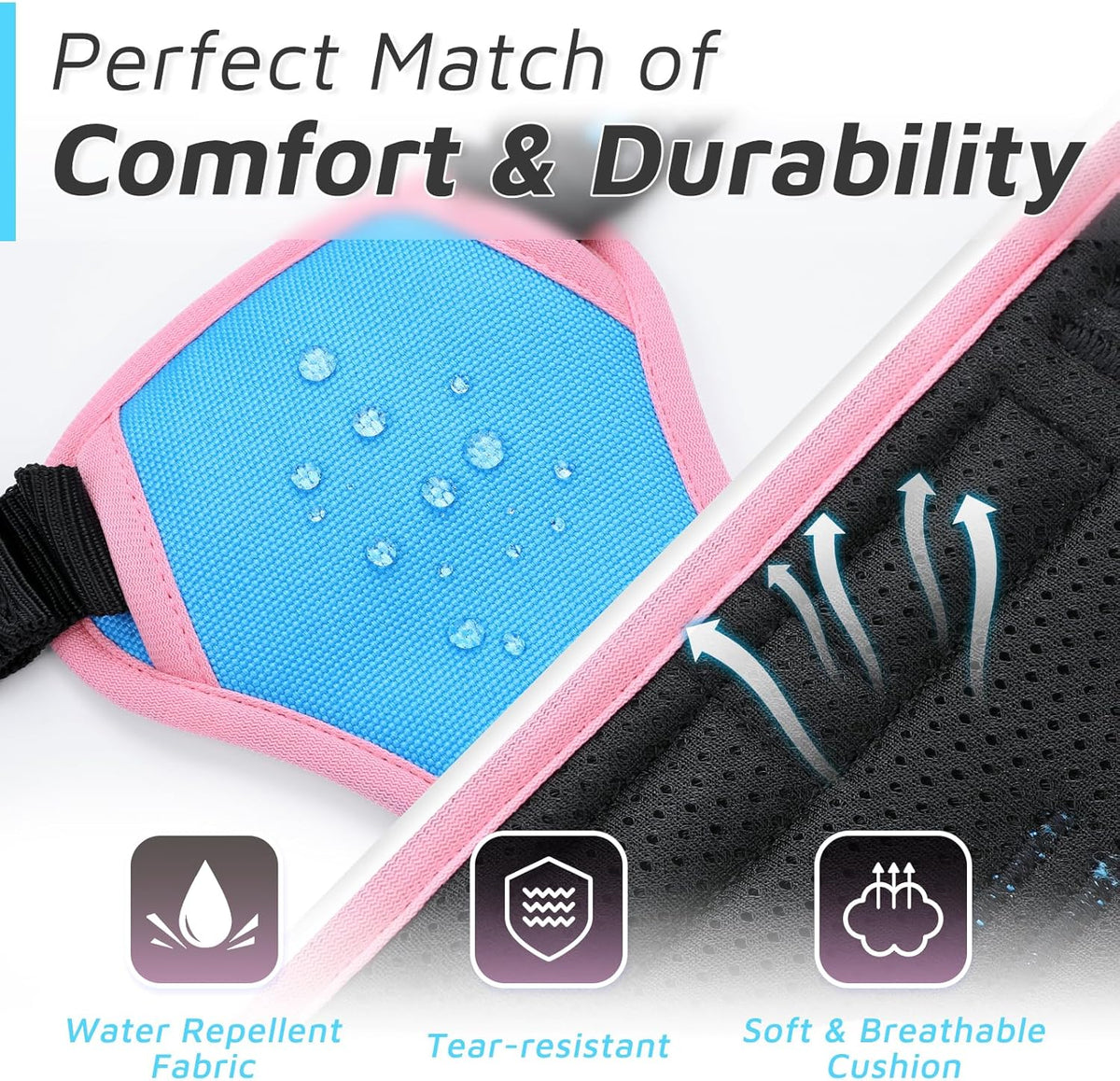 Eagloo Dog Harness for Large Dogs, No Pull Service Vest with Reflective Strips and Control Handle, Adjustable and Comfortable for Walking, No Choke Pet Harness with 2 Metal Rings, Pink & Blue, L