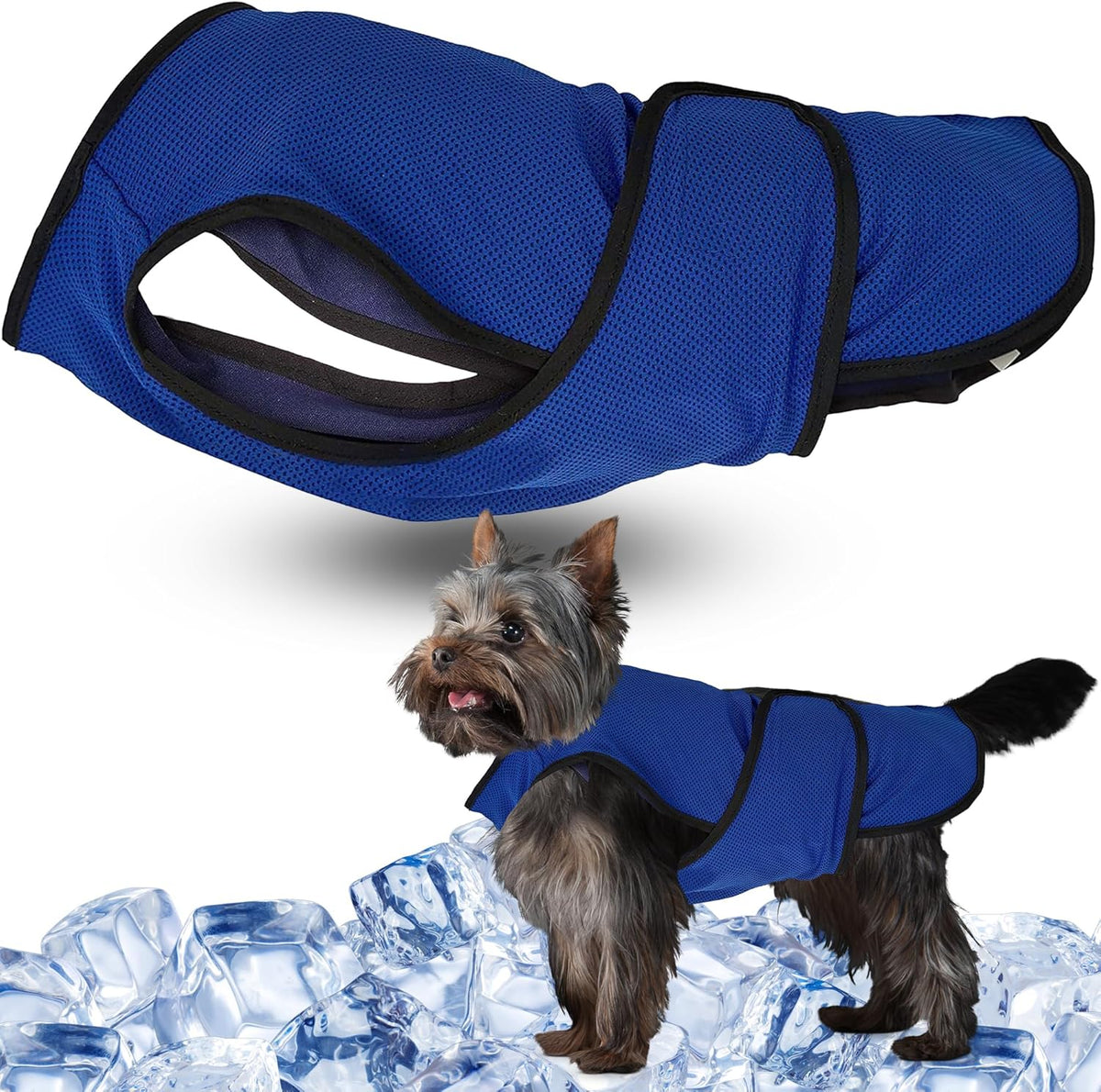 Dog Cooling Vest – Lightweight Summer Jacket for Dogs with Zip Neck & Velcro – Easy On/Off Cooling Coat for Walks, Travel & Outdoors