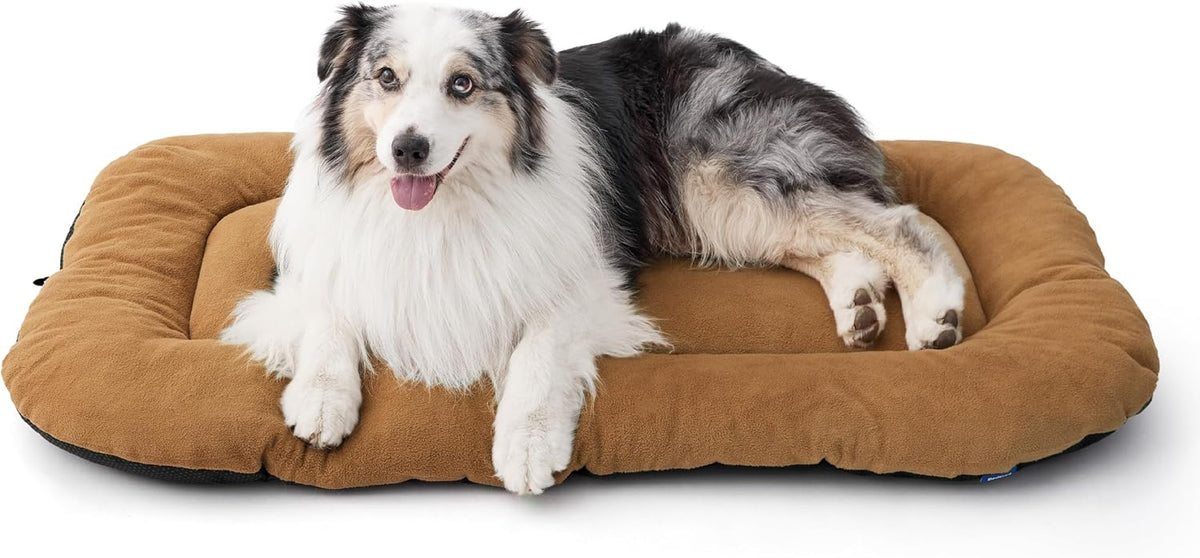 Bedsure Washable Dog Crate Pad for Extra Large Dogs, Anti-Slip Puppy Kennel Dog Bed for Crate - Ultra Soft Fleece Flat Thin Pet Mat (Not Chew Proof), Brown XXL 47"x29"