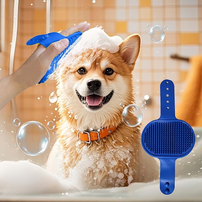 Cat & Dog Grooming Gloves - Deshedding Brush for Shedding, Gentle Pet Hair Remover & Massage Gloves for Cats, Dogs, All Fur Types (1 Brush +1 Pair Gloves)