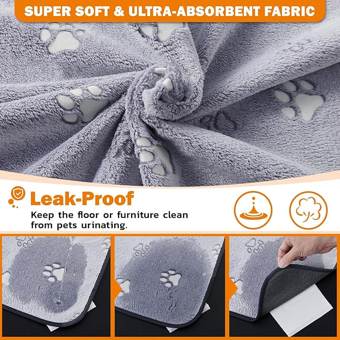 LOOBANI Washable Pee Pads for Dogs, Reusable Pee Pads for Dog Mat Puppy Pads Training Pads Non Slip Whelping Pad for Dog Playpen, Crate, Car, Grey 2 Pack 36 x 36 in