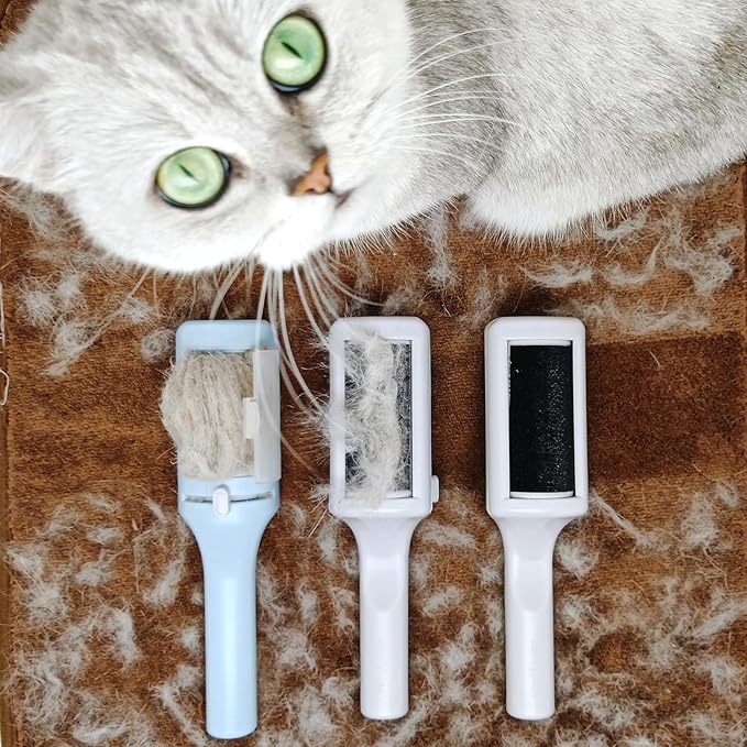 3 Packs Pet Hair Remover Roller Lint Brush and Reusable Lint Roller Dog & Cat Hair Remover for Rug, Furniture, Couch, Car, Carpet, Clothes and Bedding Multi-Surface Fur Removal Tool