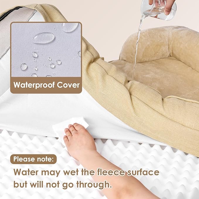EHEYCIGA Orthopedic XL Dog Beds, Waterproof Memory Foam Dog Bed for Extra Large Dogs, Non-Slip Bottom and Egg-Crate Foam Big Pet Couch Bed with Washable Removable Cover, Graige