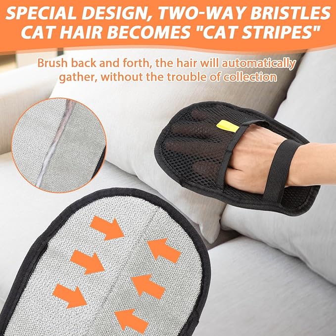 4 Pcs Pet Hair Remover Electrostatic Gloves, Upgrade Static Removal Gloves for Pet Hair, Reusable Multifunctional for Couch, Furniture, Carpet, Car Seat, Massage of Dogs and Cats